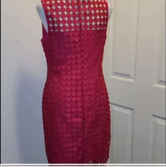 RALPH LAUREN LACE Sheath Mini DRESS Dots Pink Size 12 Mature - Picture 4 of 7